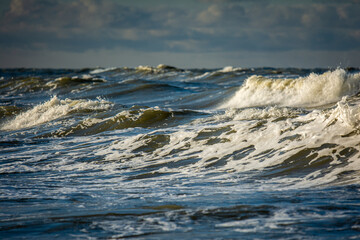 Beautiful and wavy sea on the shores of the Baltic.