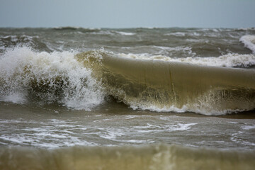 Beautiful and wavy sea on the shores of the Baltic.
