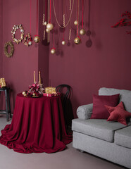 christmas holiday home decor burgundy style gold
