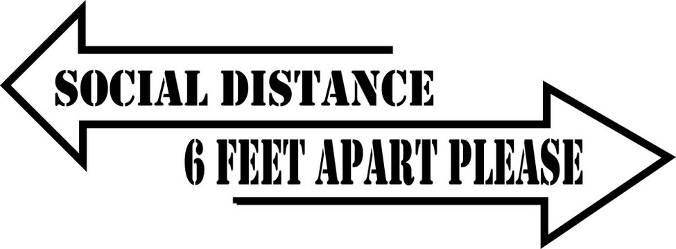 Social Distance Six Feet Apart Please With Arrows