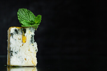 blue cheese dairy product made from goat sheep or cow milk roquefort, cambozola healthy ingredient snack cheese plate top view copy space for text food 