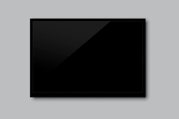 Abstract banner with black rectangle on dark background. Blank screen isolated. Abstract geometric background.