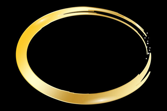 Gold ring on black background. Abstract gold circle light background. Abstract motion. Stock image.
