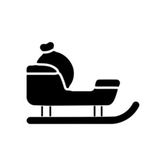 Black Sleigh with sack bag glyph icon