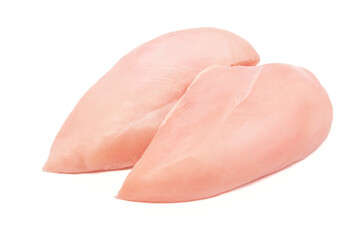 close-up of raw chicken fillet on a white background isolate.