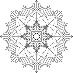 Easy Mandala coloring book simple and basic for beginners, seniors and children. Set of Mehndi flower pattern for Henna drawing and tattoo. Decoration in ethnic oriental, Indian style.