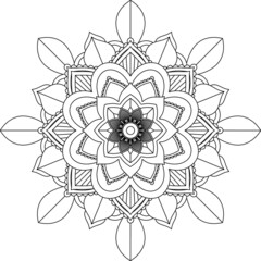 Easy Mandala coloring book simple and basic for beginners, seniors and children. Set of Mehndi flower pattern for Henna drawing and tattoo. Decoration in ethnic oriental, Indian style.