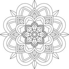 Easy Mandala coloring book simple and basic for beginners, seniors and children. Set of Mehndi flower pattern for Henna drawing and tattoo. Decoration in ethnic oriental, Indian style.