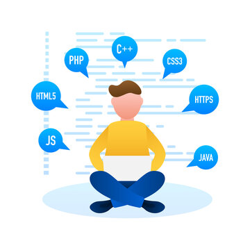 Digital java code text. Computer software coding vector concept. Programming coding script java, digital program code on screen illustration. Vector stock illustration.