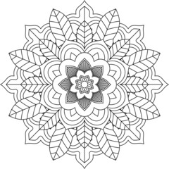 Easy Mandala coloring book simple and basic for beginners, seniors and children. Set of Mehndi flower pattern for Henna drawing and tattoo. Decoration in ethnic oriental, Indian style.