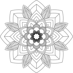 Easy Mandala coloring book simple and basic for beginners, seniors and children. Set of Mehndi flower pattern for Henna drawing and tattoo. Decoration in ethnic oriental, Indian style.