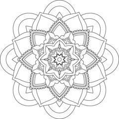 Fototapeta premium Easy Mandala coloring book simple and basic for beginners, seniors and children. Set of Mehndi flower pattern for Henna drawing and tattoo. Decoration in ethnic oriental, Indian style.