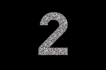 Naklejka premium Diamond number 2. Luxury diamonds number.