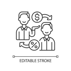 Non profit project linear icon. Organized for a collective. Not receiving money from your work. Thin line customizable illustration. Contour symbol. Vector isolated outline drawing. Editable stroke