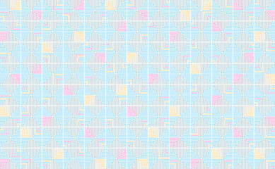 Geometric background with squares and lines in blue, pink, and yellow