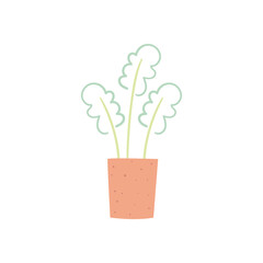 plant inside pot daily sticker flat style icon vector design