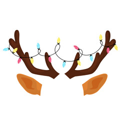 Reindeer antlers with Christmas light garland. Funny selfie photo mask © LiluArt