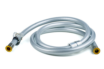 New shower plastic hose isolated on a white background