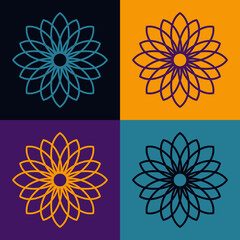 Pop art vector illustration with geometric flower icons