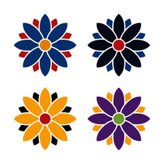 Fototapeta na wymiar Geometric flower vector illustrations isolated on white background 
