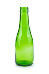 Empty small bottle of wine isolated on a white background
