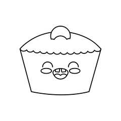 kawaii muffin icon, line style