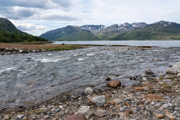 Fototapeta premium Kjerringdal river, Langfjorden, Alta, Norway. 