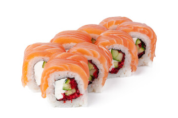 Philadelphia sushi roll isolated on white background