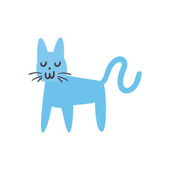 Cute cat cartoon daily sticker flat style icon vector design