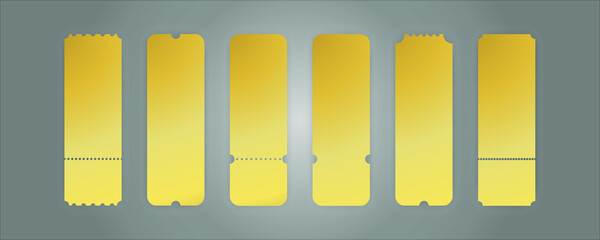 VIP ticket. Golden ticket template. Gold badge. Useful for cinema, festival, party, theater, event, entertainment show and circus. Tear-off coupon.