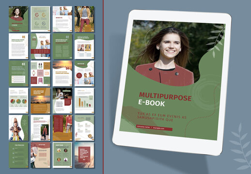 Business E-Book Layout with Green and Maroon Accents
