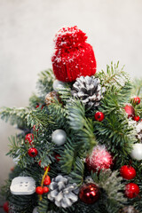 christmas tree and decorations on a white background