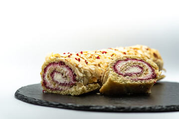 Sweet roll with cream and sponge dough