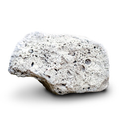 a stone with a porous surface is isolated on a white background