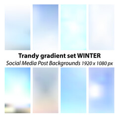 Winter color palette vector, set of vector backgrounds for social media posts 1920 x 1080 px size, digital background