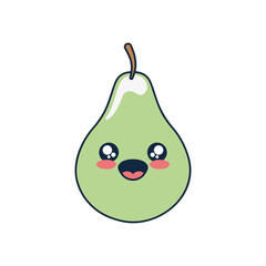 kawaii pear icon, flat style