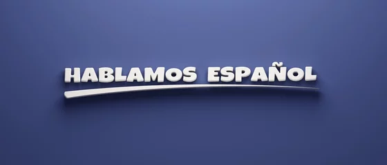 Foto op Canvas We speak Spanish Headline Writing. 3D Render Illustration banner © LogoStockimages