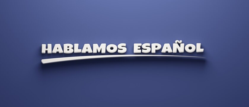 We Speak Spanish Headline Writing. 3D Render Illustration Banner