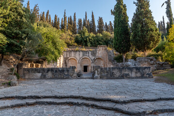 The Cave of the Coffins facade Bet She'arim National Park in Kiryat Tivon Israel