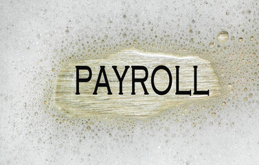 text PAYROLL in the background. creates a great background for your concept . BUSINESS CONCEPT