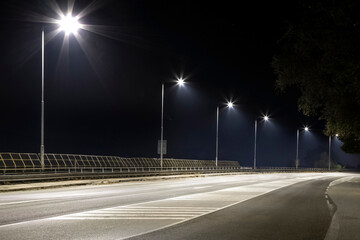 modern street lights at night