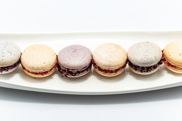 Delicious macaroons for a gift for a wedding or anniversary celebration. Sweet set.