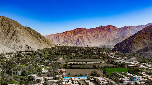 Aerial panoramic view of Lunahuana , Ca&ntilde;ete, Lima - Peru.