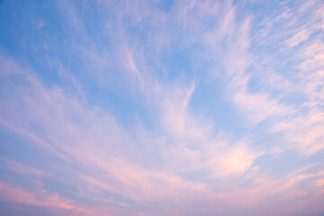 Pinkish Sunset with blue sky.