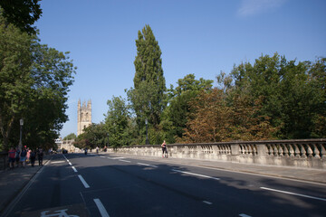 Views along the Magdalen Bridge in Oxford, Oxfordshire in the United Kingdom