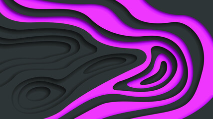 Pink And Black Abstract Paper Cut Background Vector Shadows 3D Smooth Objects Modern Design