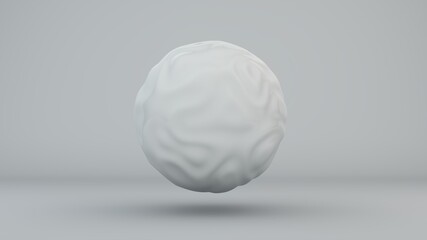 3D rendering of a white sphere with a wavy surface. Abstract illustration of a nice-looking geometric object. Futuristic design, background.