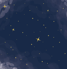 gold stars on blue sky background vector design