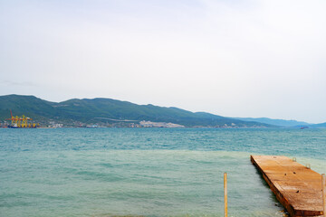 Beautiful landscape with sea bay and small pier