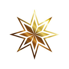 star with flower shaped gold style icon vector design